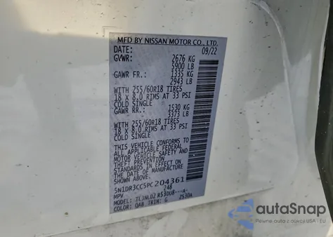 2023 Nissan Pathfinder Sl from USA, damaged, VIN 5N1DR3CC5PC204361